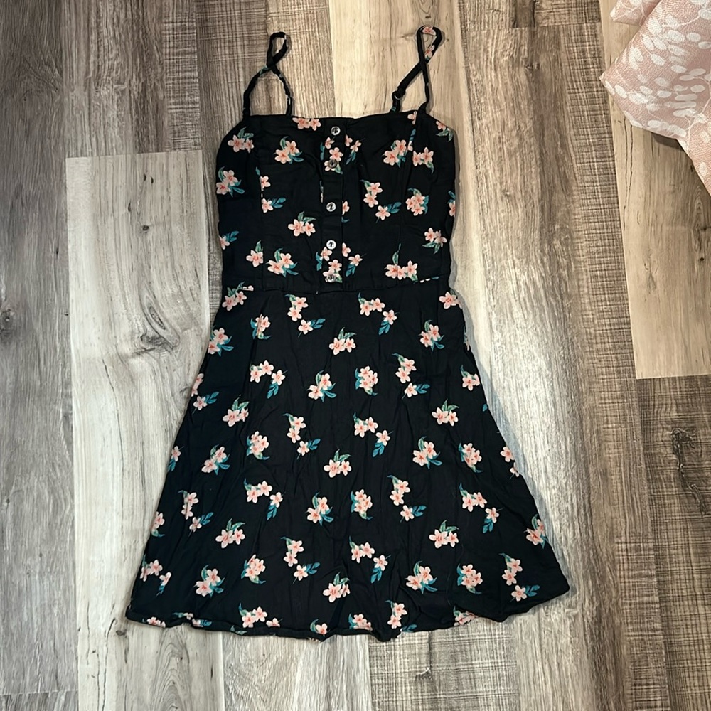 HOLLISTER - Black Floral Dress - Size XS